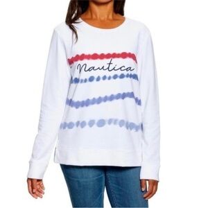 nwt nautica red white blue crewneck lightweight coastal sweatshirt